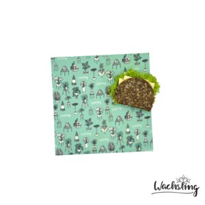 2er Set Handgemachte Bienenwachstücher mittel Zimmeroase Mint Türkis - Wachsling