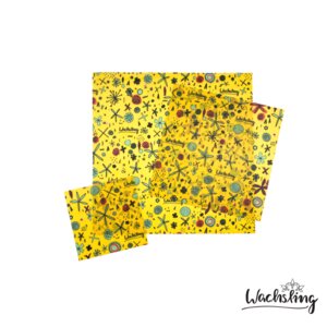 Handgemachte Bienenwachstücher Kombiset (S/M/L) Blumenwiese Gelb - Wachsling