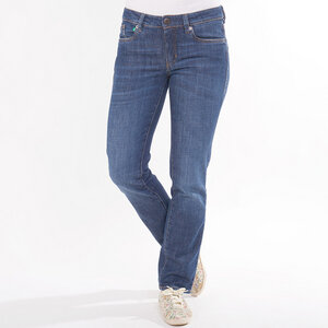 Basic Jeans STRAIGHT WAVES, gerades Bein, jeansblau mit Waschung, mittelhoher Bund - fairjeans