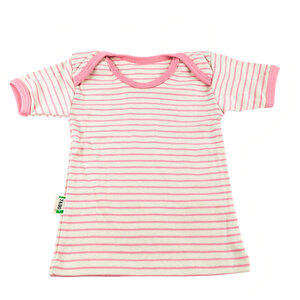 Lotties Baby-Shirt kurzarm gestreift Bio Baumwolle rosa oder blau 50/56-74/80 - Lotties
