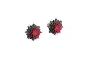 Ohrstecker mit Holzdetails | "Red Flower" Ohrringe - BeWooden