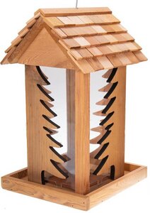 Vogelfutterhaus aus Zedernholz - Fenster in Tannenform - Wetterfest - ReineNatur