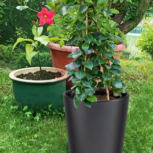 NATUREHOME Blumentopf Übertopf Keramik Weiß Anthrazit - NATUREHOME