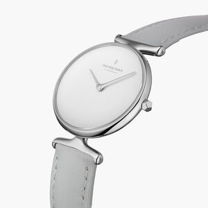 Armbanduhr Unika Silber | Weißes Ziffernblatt - Italienisches Lederarmband - Nordgreen Copenhagen
