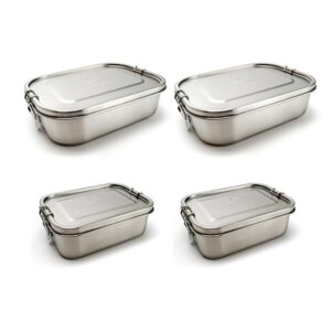 Familienpaket: Edelstahl Lunchboxen | 2x groß und 2x klein - samebutgreen