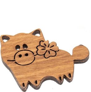 Glücksschwein Magnet aus Eichenholz geölt - 4er-Set - ReineNatur