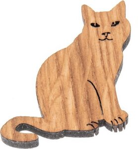 Katze Magnet aus Eichenholz geölt - 4er-Set - ReineNatur