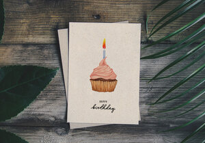 Geburtstagskarte Graspapier - "Cupcake" - Matabooks