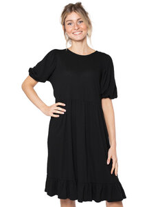 Damen Kleid aus Bio-Baumwolle und Leinen "Luna" schwarz - CORA happywear