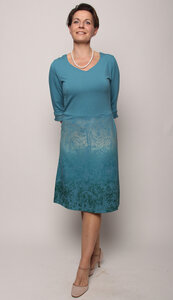Kunstdruck-Kleid Lupinenzauber - Peaces.bio - handbedruckte Biomode