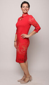 Kunstdruck-Kleid Rosenträume - Peaces.bio - handbedruckte Biomode