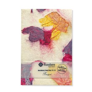 Notizblock "Bouquet" – handgeschöpftes Recycling Biobaumwoll-Papier, Pink/Orange - Sundara