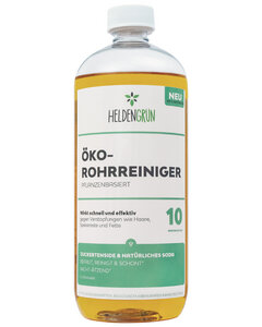 Öko Rohrreiniger [BIO POWER-FORMEL] - 100% pflanzenbasiert & schonend - Abflussreiniger gegen Verstopfungen & Haare - Abflussfrei 1000 ml - Heldengrün