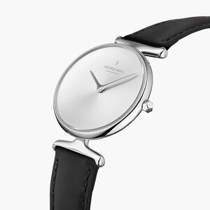Armbanduhr Unika Silber | Mattes Edelstahl Ziffernblatt - Veganes Lederarmband - Nordgreen Copenhagen