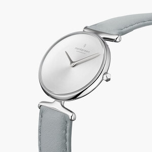 Armbanduhr Unika Silber | Mattes Edelstahl Ziffernblatt - Veganes Lederarmband - Nordgreen Copenhagen