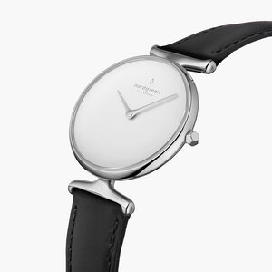 Armbanduhr Unika Silber| Weißes Ziffernblatt - Veganes Lederarmband - Nordgreen Copenhagen