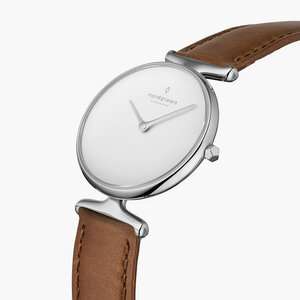 Armbanduhr Unika Silber| Weißes Ziffernblatt - Veganes Lederarmband - Nordgreen Copenhagen