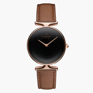 Armbanduhr Unika Roségold | Schwarzes Ziffernblatt - Veganes Lederarmband - Nordgreen Copenhagen