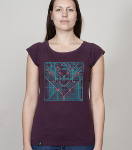 Bamboo Raglan Shirt Women Aubergine "Origami" - SILBERFISCHER