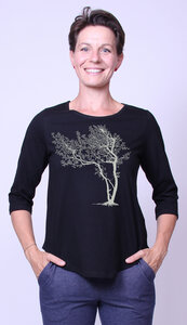 Bio-Damen-3/4 Arm Shirt- Fancy Tree - Peaces.bio - handbedruckte Biomode