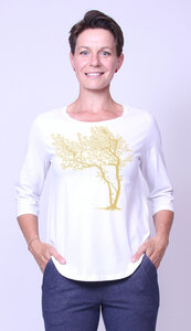 Bio-Damen-3/4 Arm Shirt- Fancy Tree - Peaces.bio - handbedruckte Biomode