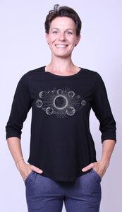Bio-Damen-3/4 Arm Shirt- Sonnensystem - Peaces.bio - handbedruckte Biomode