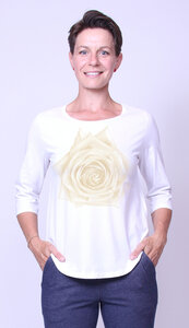Bio-Damen-3/4 Arm Shirt Rose - Peaces.bio - handbedruckte Biomode
