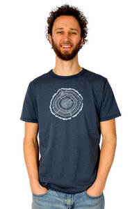 Shirt aus Biobaumwolle Fairwear für Herren "Treeslice" in Washed White/Blue/Red - Life-Tree