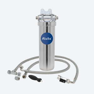 Alvito Wasserfilter / Untertischfiltersystem INOX Edelstahl mit Aktivkohle-Blockfilter - Alvito