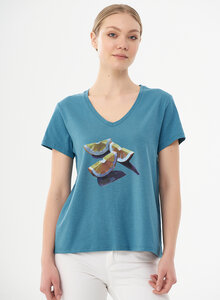 T-Shirt aus Bio-Baumwolle mit Orangen-Print - ORGANICATION