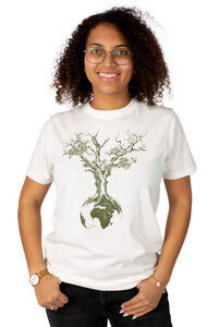 Shirt aus Biobaumwolle für Damen "Weltenbaum" Stone Washed White - Life-Tree