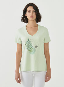 Damen T-Shirt aus Bio-Baumwolle mit Blatt-Print - ORGANICATION