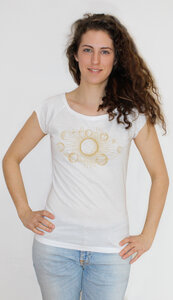 Bio-Bambus-Viskose Shirt Sonnensystem - Peaces.bio - handbedruckte Biomode