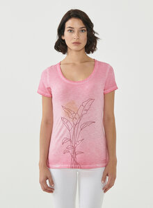 Cold Pigment Dyed T-shirt aus Bio-Baumwolle mit Pflanzen-Print - ORGANICATION