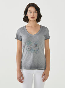Cold Pigment Dyed T-shirt aus Bio-Baumwolle mit Fahrrad-Print - ORGANICATION