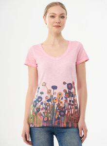Cold Pigment Dyed T-shirt aus Bio-Baumwolle mit Blumen-Print - ORGANICATION