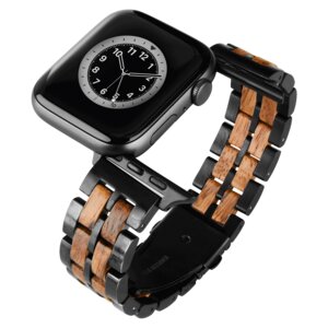 LAiMER Smartwatch Uhrband DUBLIN - Zebranoholz - kompatibel mit Apple Watch - Laimer