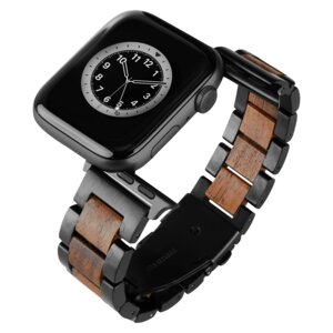 LAiMER Smartwatch Uhrband PRAGUE - Nussholz - kompatibel mit Apple Watch - Laimer