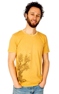Shirt aus Biobaumwolle Fairwear für Herren "Olive Tree" in Ocre-Gelb - Life-Tree