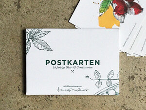 Postkartenset von 16 Obst und Gemüsesorten: Geschenkkarten - 531 Rheinland Design