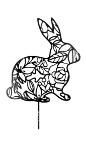 Großer Oster Hase mit Ornament Edelrost | Garten Deko aus Metall | 35 cm - Pandas Garden