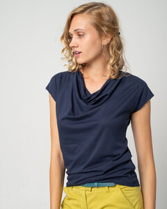 Shirt mit Wasserfall-Ausschnitt, aus Bio-Baumwolle | Short Cascade - Alma & Lovis