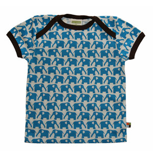 loud+proud Bio Kurzarm Shirt mit aquafarbenen Elefanten - loud + proud