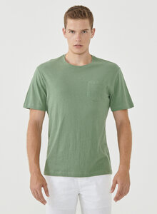 T-Shirt aus Bio-Baumwolle und Leinen mit Brusttasche - ORGANICATION