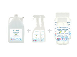 BIO SANITAS Desinfektion - Haut & Hände 5,5 L Kanister + 2x 500ml Sprühflasche + 5x Hände & Flächen To-Go 100 ml - BIO SANITAS
