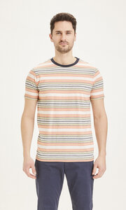 Herren T-Shirt "ALDER striped tee" - GOTS/Vegan, Abricut Buff - KnowledgeCotton Apparel