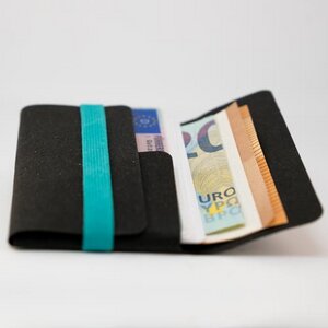 Slim wallet mit Münzfach. Karten Portemonnaie A&K TINY Schwarz - ANDERS & KOMISCH