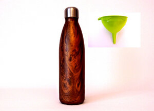 Holz Thermoflasche mit grünen Trichter - Dora´s
