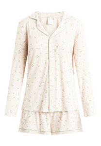 Pyjama Set, Shorty und Langarmhemd "Joy L/S" pale rose AOP - CCDK