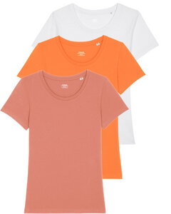 3er Pack Basic T-Shirt Damen dreifarbig sortiert, Bio-Baumwolle - YTWOO